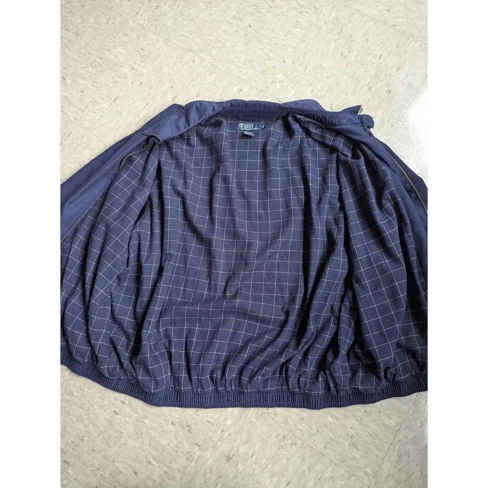 Polo Ralph Lauren Mens XXL Navy Blue Harrington Windbreaker Jacket Windowpane